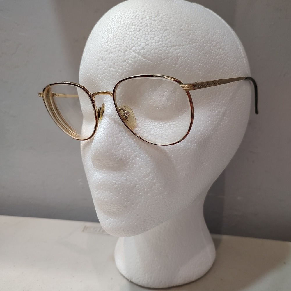 Mirari Italy‎ Vintage Gold Metal Eyeglasses 55-19 Oval 90s Luxury Optical Frame